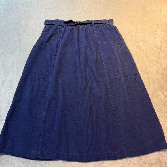 Andrew McMullan Dresses & Skirts - Vintage Navy Blue Corduroy Midi Skirt A-Line DRing Belt Pockets Plus Size 18 USA